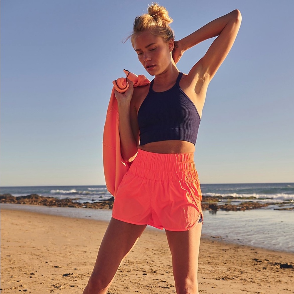 Free People “The Way Home Shorts” in color Neon Coral!